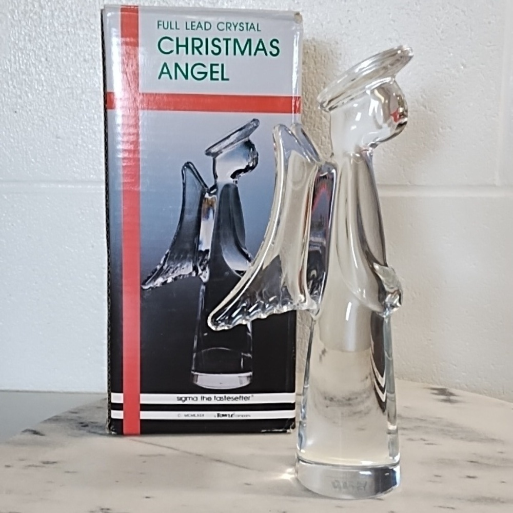Vintage 9" Tall Clear Lead Chrystal Christmas Angel 2.24LB